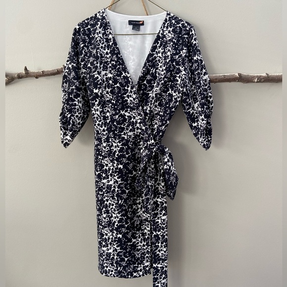 Club Monaco Floral Puff Sleeve Wrap Tie Midi Semi-Formal Party Dress - Picture 5 of 9